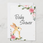 Chic Floral Petit Lapin Baby shower Invitation (Dos)