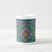 Chic Floral Rangoli Deep Blue Bone China Mug (Devant)