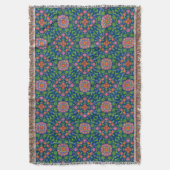 Chic Floral Rangoli op Deep Blue Throw Blanket Deken (Voorkant Verticaal)