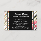 *~* Chic Floral Red Poppy Glitter Foil Black White Visitekaartje (Achterkant)