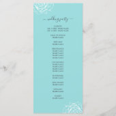 Chic Floral Roos Blue Simple Minimal Wedding Programma (Achterkant)
