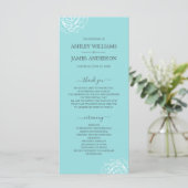 Chic Floral Roos Blue Simple Minimal Wedding Programma (Staand voorkant)