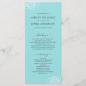 Chic Floral Roos Blue Simple Minimal Wedding Programma (Voorkant)