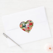   Chic Floral Roos Garden Collage Hart Sticker (Envelop)