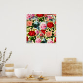   Chic Floral Roos Garden Collage Poster (Keuken)