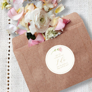 Chic Floral Roos & Ivoren bruiloft Ronde Sticker