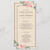Chic Floral  roze roze ivoor bruiloft Programma (Voorkant / Achterkant)