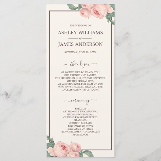 Chic Floral Roze Roze Roos Wit Bind Programma (Voorkant)