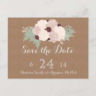 Chic Floral Save the Date - Donkere wijn accent Aankondigingskaart