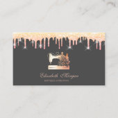 Chic Floral Sewing Machine Glitter Drips  Visitekaartje (Voorkant)