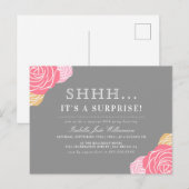 Chic Floral Shh..Het is een verrassingsverjaardags Uitnodiging Briefkaart (Voorkant / Achterkant)