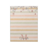  Chic Floral Stripes met monogram Notitieblok (Gedraaid)
