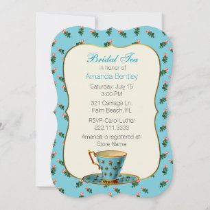 Chic Floral Vrijgezellenfeest Tea Party Invitation Kaart
