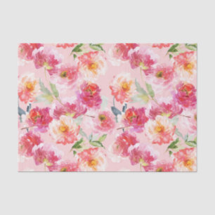Chic Floral Waterverf Pink Peonies Patroon Tissuepapier