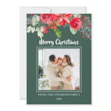 Chic Floral Waterverf Poinsettia Foto Kerst