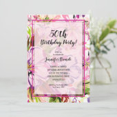 Chic Floral Waterverf verjaardagsfeestje Kaart (Staand voorkant)