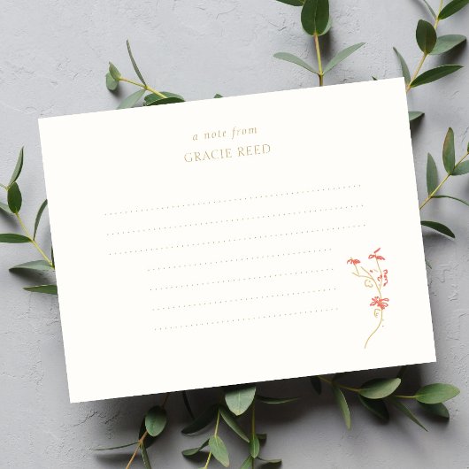Chic Floral Wedding Lined Handgeschreven Note Kaar