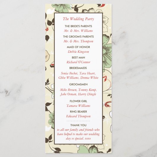  Chic Floral Wedding Programma (Achterkant)