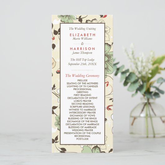  Chic Floral Wedding Programma (Staand voorkant)