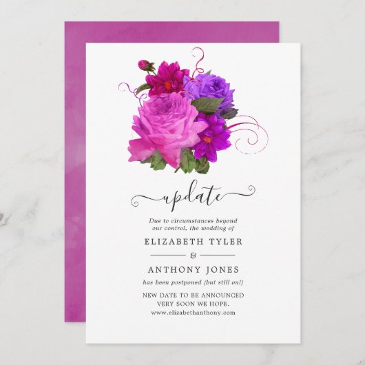  Chic Floral Wedding Update Kaart (Voorkant / Achterkant)