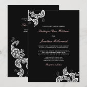  Chic Floral White Peacock Wedding Invite Kaart (Voorkant / Achterkant)