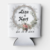 Chic Floral Wreath Personalized Wedding Blikjeskoeler (Voorkant)