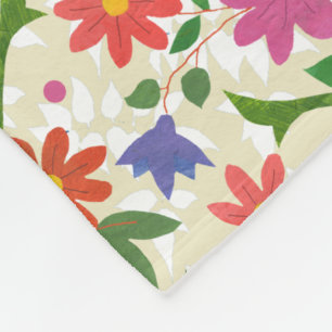 Chic Flowers and Polka Dots on Ecru Fleece Blanket Deken