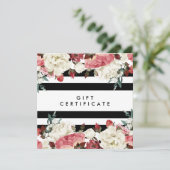 Chic Flowers and Stripes Salon Cadeaubon (Staand voorkant)