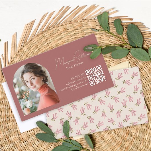 Chic Flowers Elegant Eenvoudige Minimale QR Code Visitekaartje