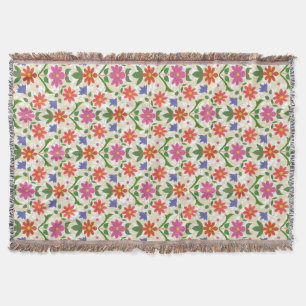 Chic Flowers en Polka Dots op Ecru Throw Blanket Deken