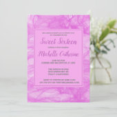 Chic Flowy Rose Sweet 16 Invitation (Debout devant)