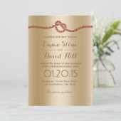 Chic Foil Gold Red Rope Knot Wedding Invitations (Debout devant)