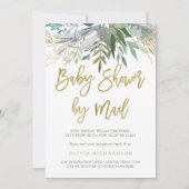 Chic Foliage | Baby shower per e-mail Gold Script Kaart (Voorkant)