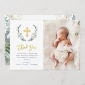 Chic Foliage | Baptisemfoto Bedankkaart (Voorkant / Achterkant)