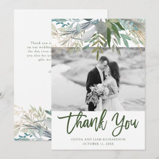Chic Foliage | Fotobruiloft Bedankkaart (Voorkant / Achterkant)