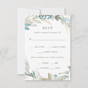 Chic Foliage   Keuze uit weddenschappen RSVP Kaartje