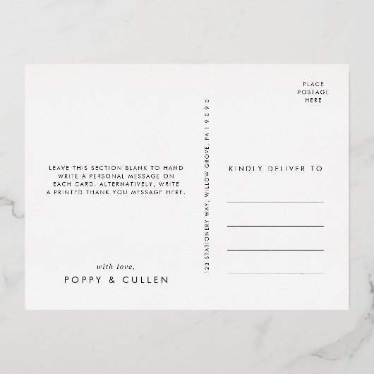 Chic Folie Gehuwd en braaf kerstdank Folie Feestdagen Briefkaart (Achterkant)