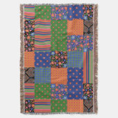 Chic Folk Art Style Faux Patchwork Throw Blanket Deken (Voorkant Verticaal)