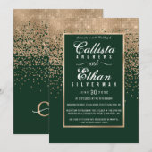 Chic Forest Green Gold Glitter Confetti bruiloft Kaart (Voorkant / Achterkant)