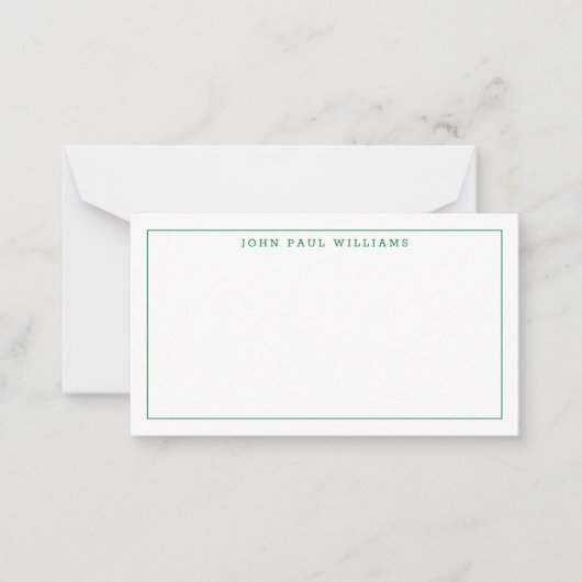 Chic Forest Green Professional Formal Thin Border Notitiekaartje (Voorkant)