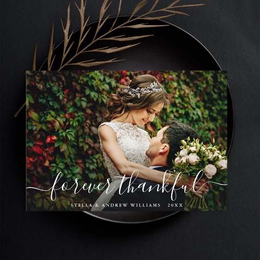 Chic Forever Thankful Script Merci Carte photo