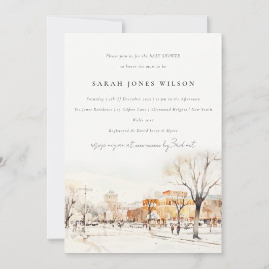 Chic Forgo North Dakota City Scape Baby shower Kaart (Voorkant)