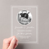 Chic Foto Witte Kalligrafie Script Trouwen Acryl Uitnodigingen (Insitu (Draagbaar))