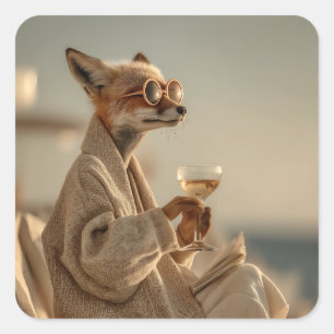 Chic Fox Relaxen in stijl Vierkante Sticker