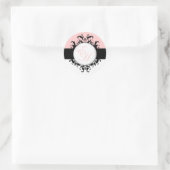 Chic Français Monogrammes Damask Étiquette rose (Sac)