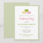 Chic Franse Macaron verjaardagsfeestje Kaart (Voorkant / Achterkant)