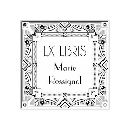 Chic French Art Deco Type Personal Name Ex Libris Rubberstempel (Afrduk)