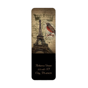 Chic French Bird Modern  Paris Eiffeltoren Etiket