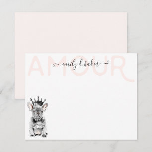 Chic French Bulldog Frenchie Love Royal Stationery Notitiekaartje