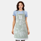 Chic French Farmhouse Peony Monogram Light Green Schort (Gedragen)